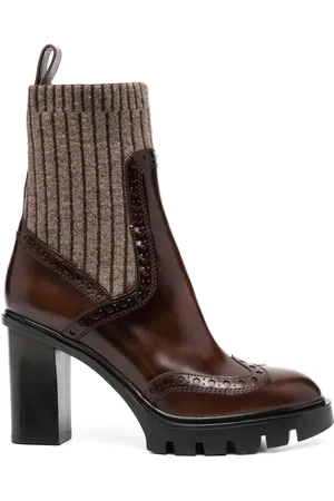 santoni Mid-heel brogue sock boot