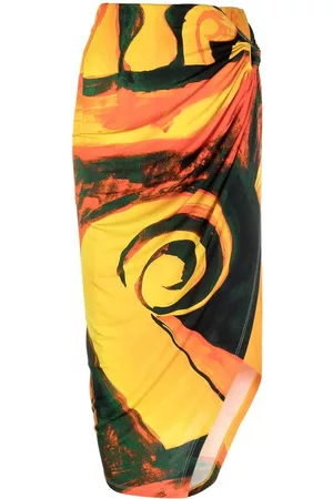 Louisa Ballou Coastline Checkmate-print wrap midi skirt