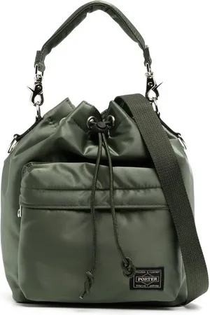 Porter-Yoshida and Co Balloon Sac Small Nylon-Twill Bucket Bag - Men - Sage Green Bags