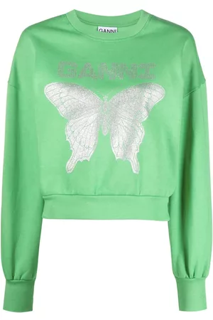Ganni Butterfly-print organic cotton sweatshirt