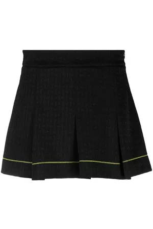 Ganni Contrast-trim pleated miniskirt