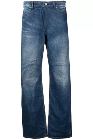 Y / PROJECT Navy Lazy layered-effect straight-leg jeans