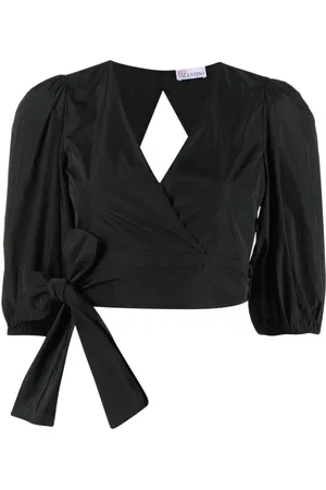 RED Valentino V-neck cropped wrap blouse