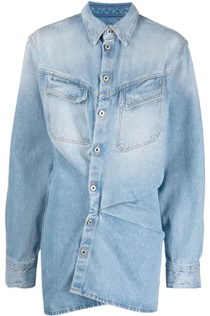 OFF-WHITE Toybox asymmetric denim shirt-dress