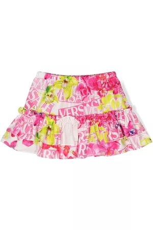 VERSACE Logo-print tiered skirt