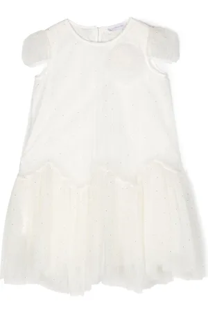 MONNALISA Crystal-embellished tulle dress