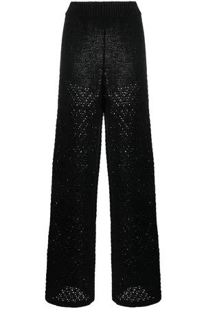 ROTATE Loose-knit high-waisted trousers