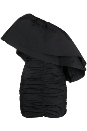 ROTATE Taft pleated one-shoulder minidress