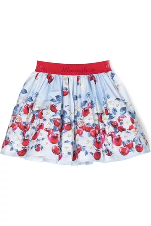 MONNALISA Cherry-print logo-waistband skirt