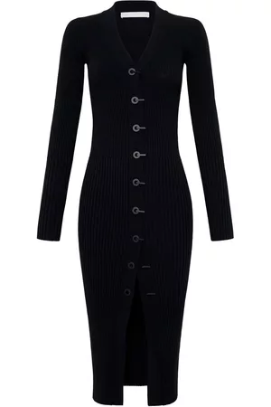 DION LEE Ribbed-knit cotton-blend dress