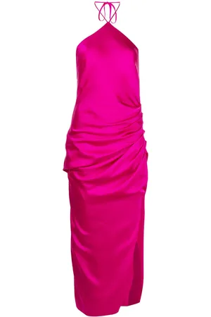 Simkhai Draped-Front embellished midi dress