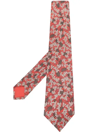Hermès Men Neckties - 2000s pre-owned leaf-print silk tie