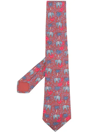 Hermès Men Neckties - 2000s pre-owned elephant-print silk tie