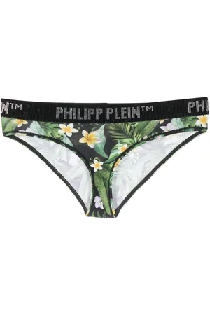 Philipp Plein Floral-print gem-logo briefs