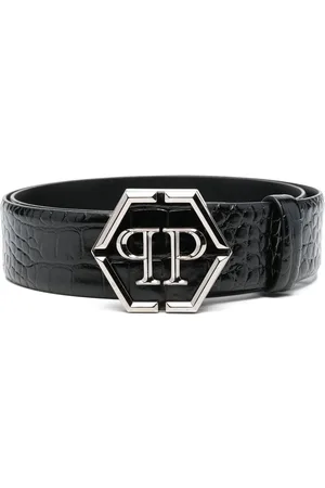 Philipp Plein Hexagon logo-buckle leather belt