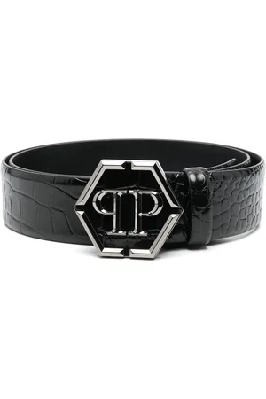 Philipp Plein Hexagon logo-buckle leather belt