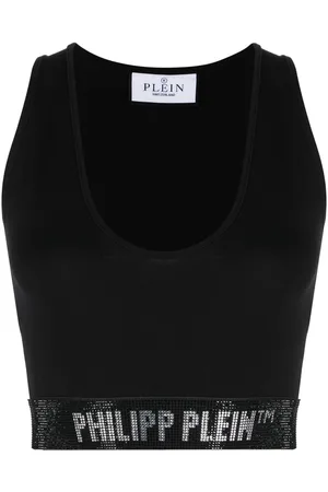 Philipp Plein Crystal-embellished logo-band tank top
