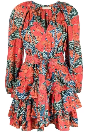 ULLA JOHNSON Miranda abstract-print ruffle minidress