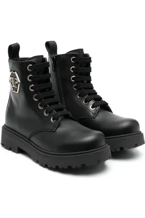 Philipp Plein Hexagon logo leather boots