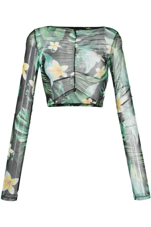 Philipp Plein Hawaii-print cropped top
