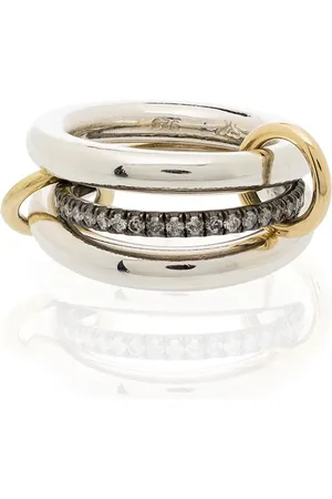 SPINELLI KILCOLLIN Sterling and 18kt yellow gold Libra Noir rhodium diamond link ring