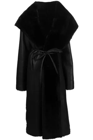 LISKA Tie-front sheepskin coat
