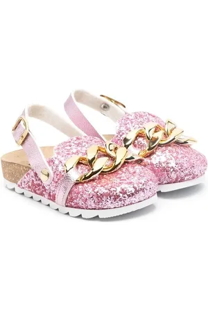 MONNALISA Glittered chain-trim slippers