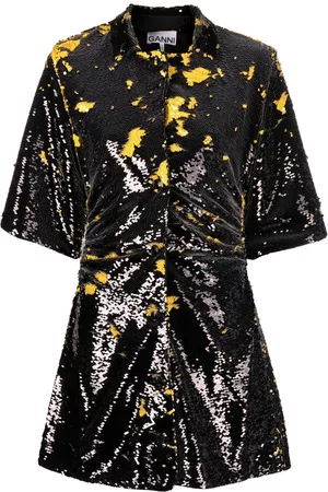 Ganni Paint-splatter minidress
