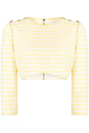 ZIMMERMANN Embroidered-striped cropped top