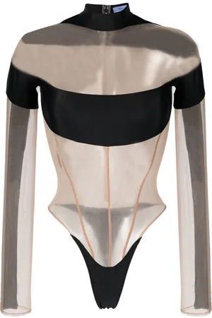 MUGLER Panelled semi-sheer bodysuit