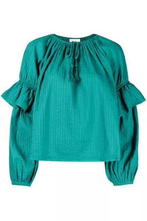 ULLA JOHNSON Tie-front puff-sleeve blouse