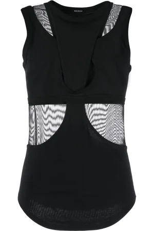 Balmain Rear logo-plaque tank top