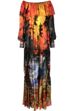 Philipp Plein Printed pleated maxi dress