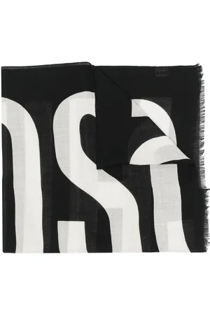 Moschino Logo-print frayed-edge scarf