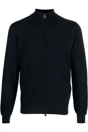 BRIONI Embossed-finish zip-up jumper