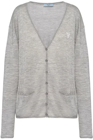 Prada Logo-embroidered cashmere-silk cardigan
