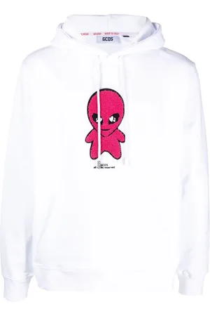 GCDS Cotton alien-patch drawstring hoodie