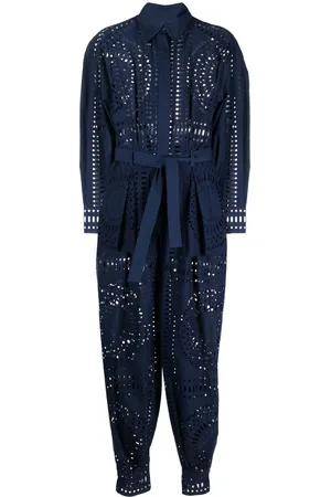 Alberta Ferretti Broderie anglaise belted jumpsuit