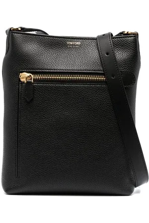 Tom Ford Grained-texture logo messenger bag
