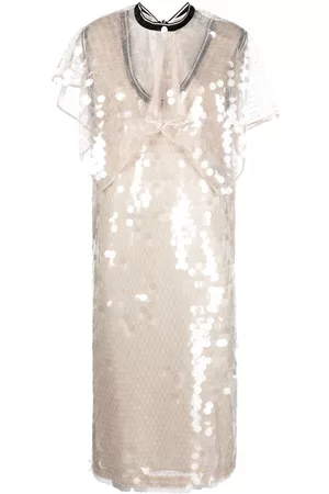 Plan C Sequin-embellished V-neck dress