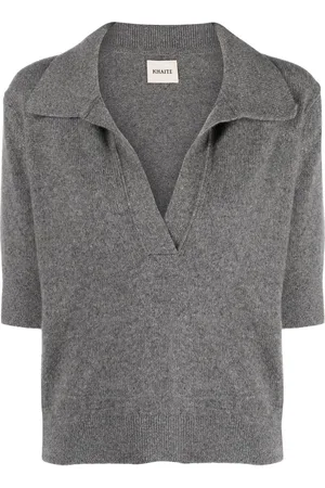 Khaite The Shrunken Jo knitted polo top