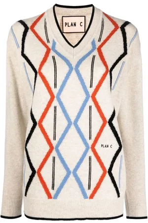 Plan C Intarsia-knit long-sleeved jumper