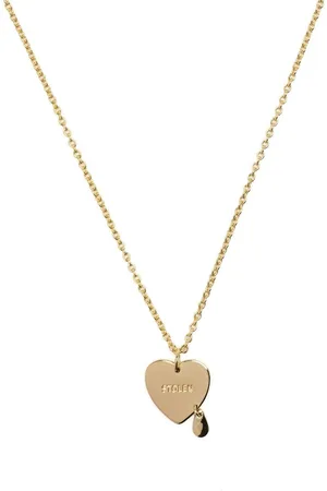 Bimba Y Lola Gold Heart Leather Cord Necklace