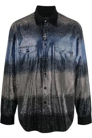 Philipp Plein Striped sequin shirt