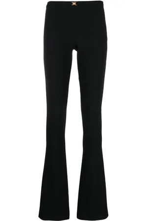 BLUMARINE Logo-buckle flared trousers