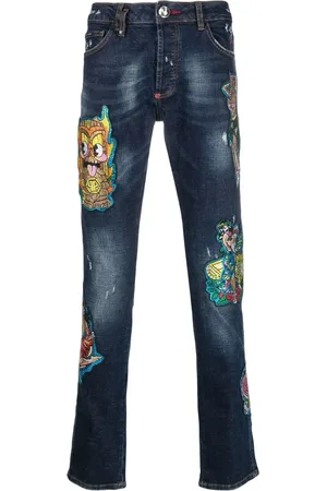 Philipp Plein Super Straight Hawaii patch-detail jeans