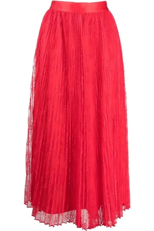 Twin-Set Lace-trim pleated skirt