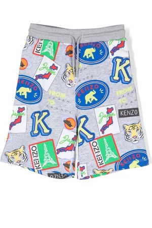 Kenzo Sticker-print side-stripe shorts