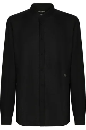 Dolce & Gabbana Martini-fit logo-tag linen shirt