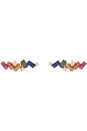 Suzanne Kalan 18kt rose Rainbow Zigzag diamond stud earrings